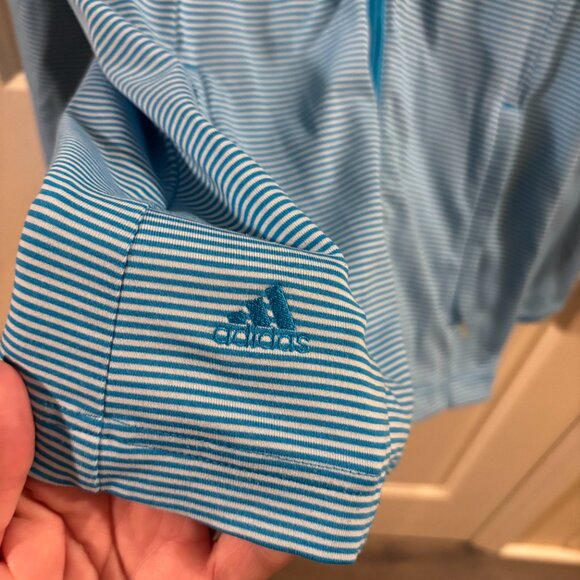 Adidas Women's Blue/White Climalite Full-Zip Strip Jacket ~ Small ~ Adidas Golf - Picture 2 of 6